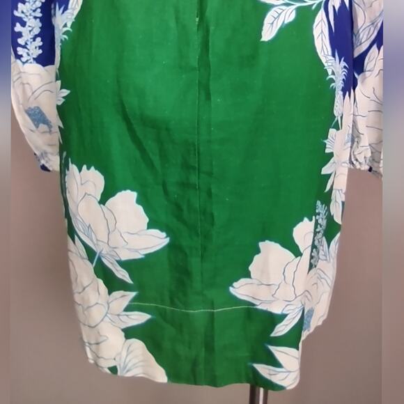 Farm Rio  Soft Garden Linen-Blend Minidress Size Large Puff Sleeve Vacation - Picture 16 of 16